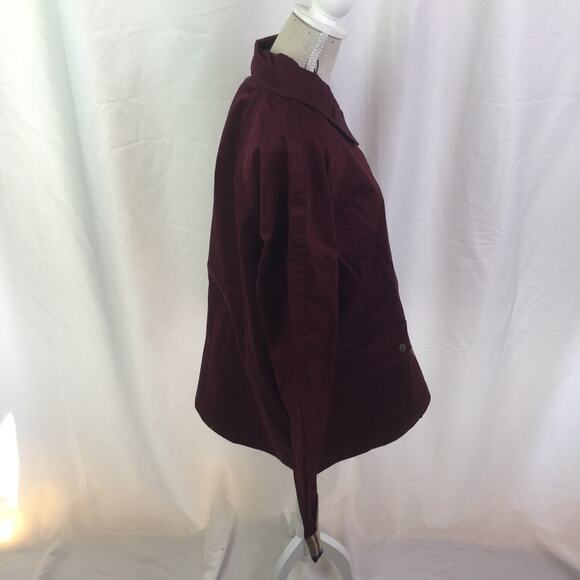 Denim&Co hi lo snap button Jacket wine burgundy XS - Picture 3 of 16